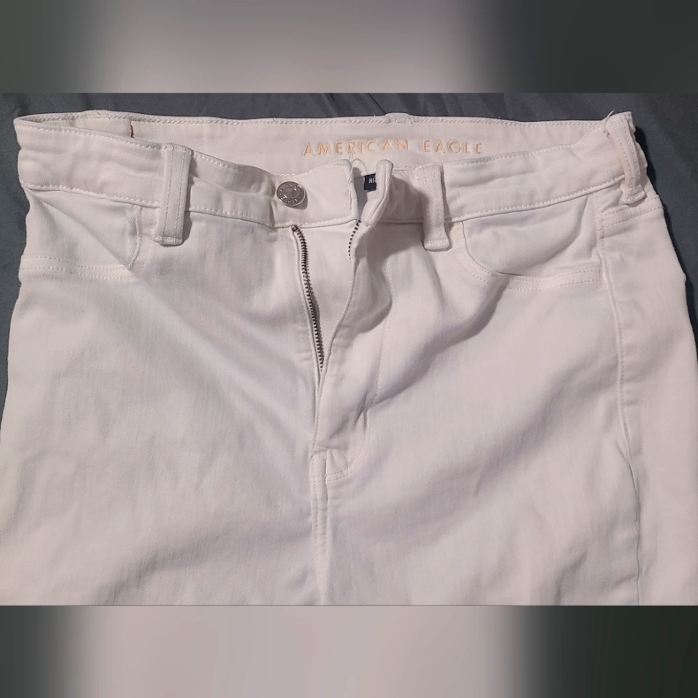 Womens American Eagle White Skinny Jeans Size 10 Long